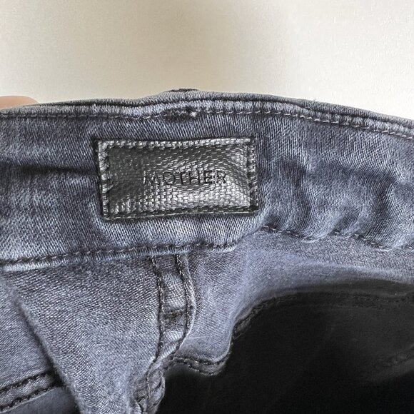MOTHER Jeans 29 Black High Waisted Looker Ankle Skinny Stretch Blackbird Wash - Picture 9 of 12
